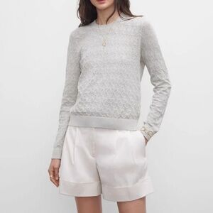 Club monaco Pointelle Stitch Crew Sweater Color: Metal Size Medium